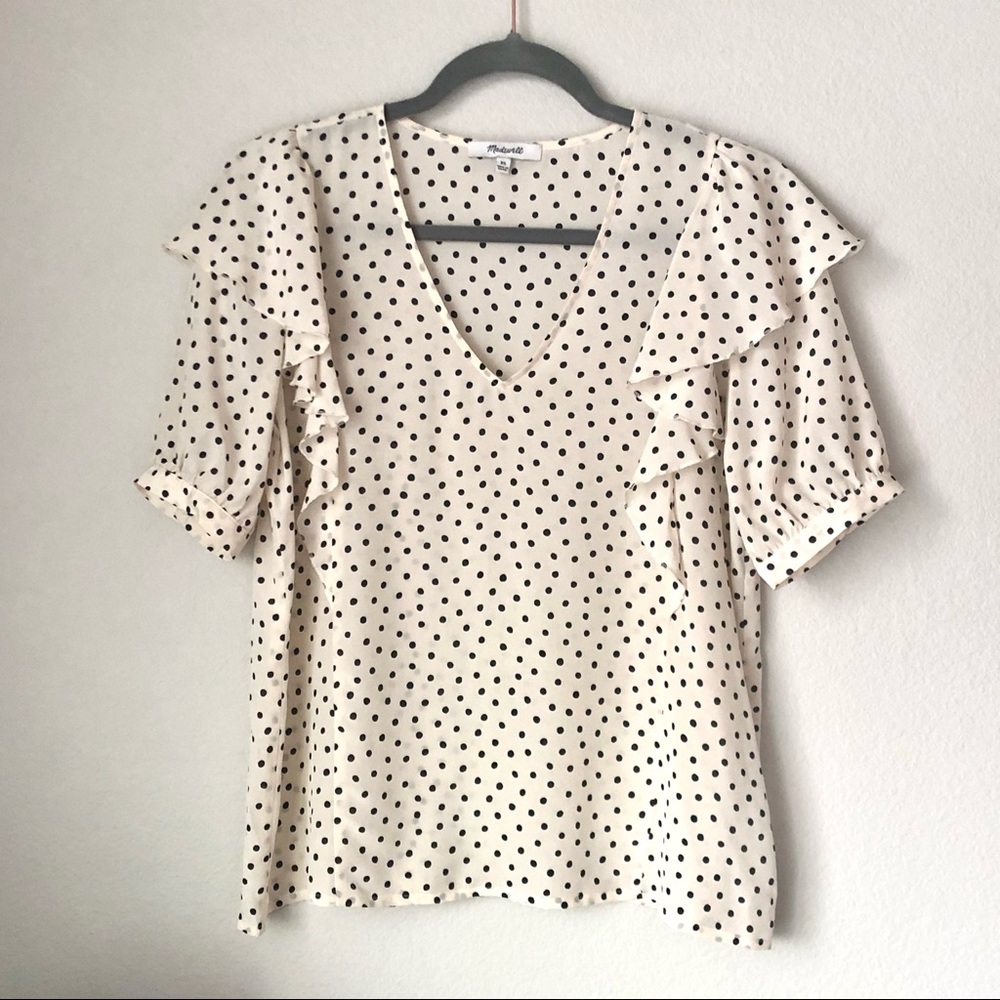 \Madewell\• V-Neck Silk Ruffle Top